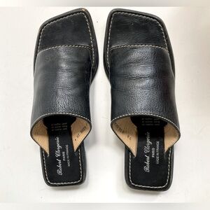 ⚡️ Robert Clergerie Black Leather Mules Slides Square Toe Size 9.5